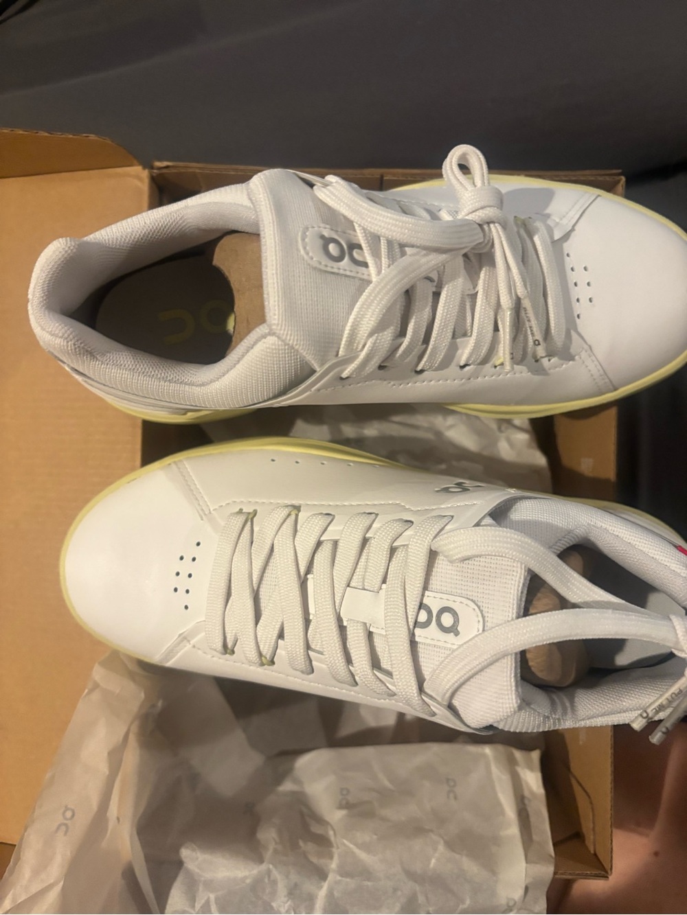 On Running Kids White Sneakers with Cream Sole Accents